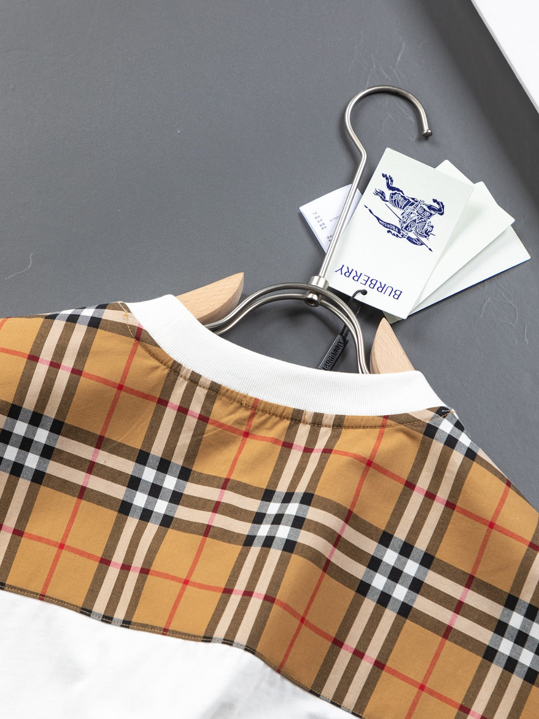 250218 New classic plaid patchwork T-shirts