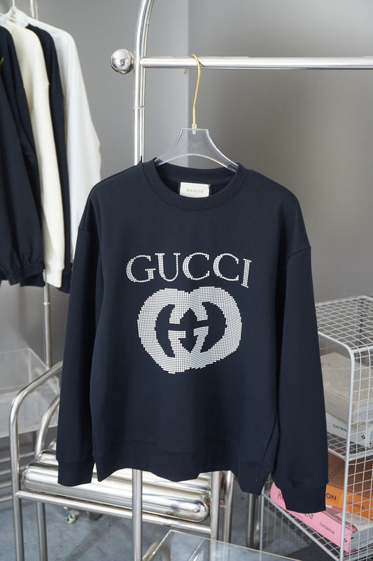 1126 Interlocking double G bead printed pullover round neck hoodie