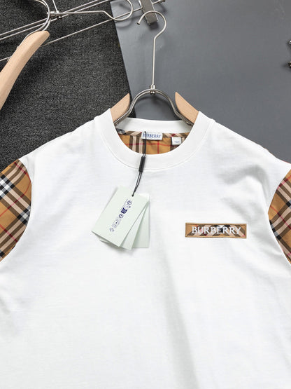 250218 New classic plaid patchwork T-shirts