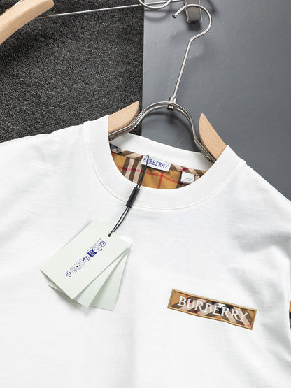 250218 New classic plaid patchwork T-shirts