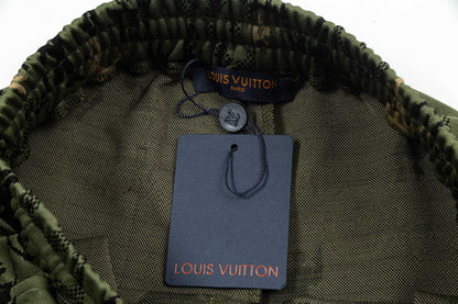 250404 New high-quality military green jacquard fabric knitted shorts